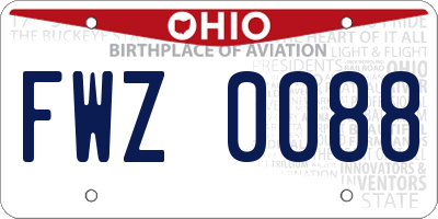 OH license plate FWZ0088