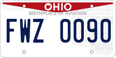 OH license plate FWZ0090