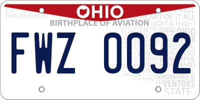 OH license plate FWZ0092