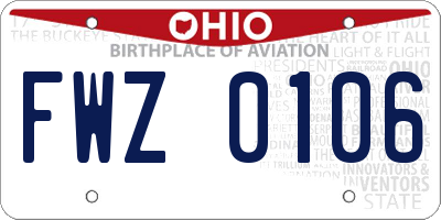 OH license plate FWZ0106