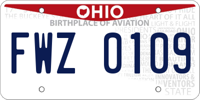 OH license plate FWZ0109