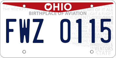 OH license plate FWZ0115