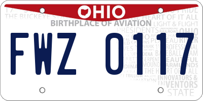 OH license plate FWZ0117