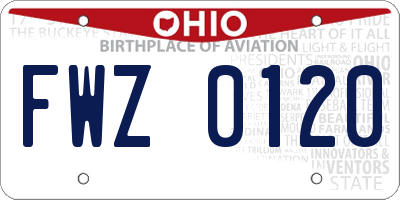 OH license plate FWZ0120