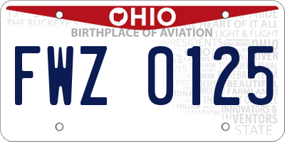 OH license plate FWZ0125