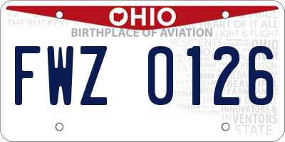 OH license plate FWZ0126