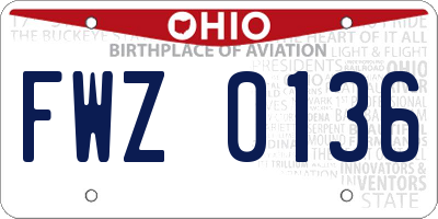 OH license plate FWZ0136