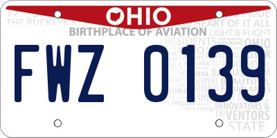 OH license plate FWZ0139