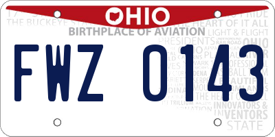 OH license plate FWZ0143