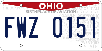 OH license plate FWZ0151