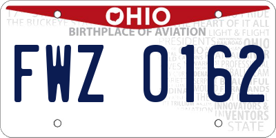 OH license plate FWZ0162