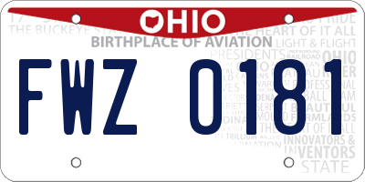 OH license plate FWZ0181