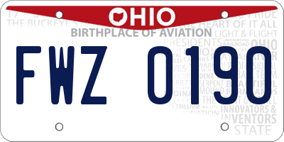 OH license plate FWZ0190
