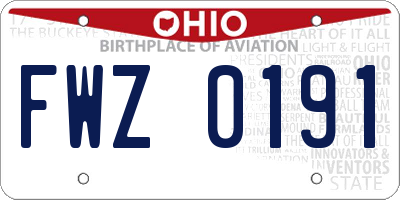OH license plate FWZ0191