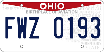 OH license plate FWZ0193