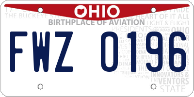 OH license plate FWZ0196