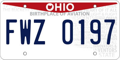 OH license plate FWZ0197