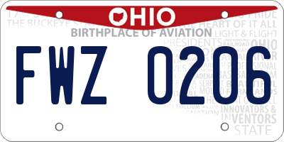 OH license plate FWZ0206