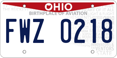 OH license plate FWZ0218