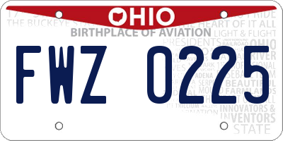 OH license plate FWZ0225