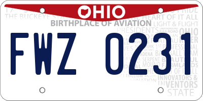 OH license plate FWZ0231