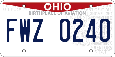 OH license plate FWZ0240