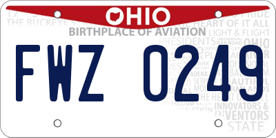 OH license plate FWZ0249