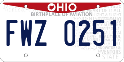 OH license plate FWZ0251