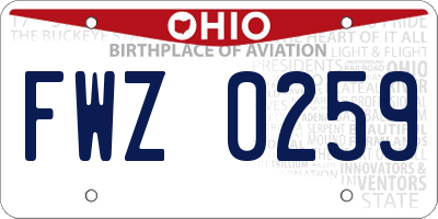 OH license plate FWZ0259