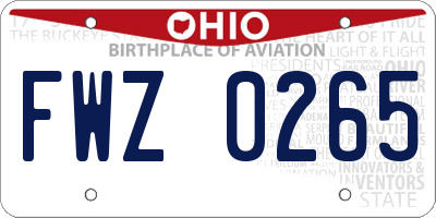 OH license plate FWZ0265