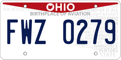OH license plate FWZ0279