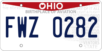 OH license plate FWZ0282