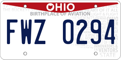 OH license plate FWZ0294