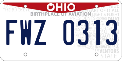 OH license plate FWZ0313
