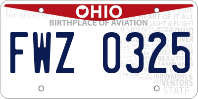 OH license plate FWZ0325