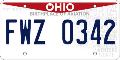 OH license plate FWZ0342