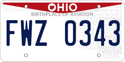 OH license plate FWZ0343