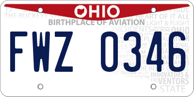 OH license plate FWZ0346