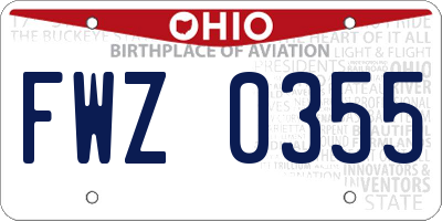 OH license plate FWZ0355