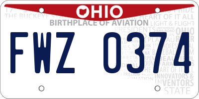 OH license plate FWZ0374