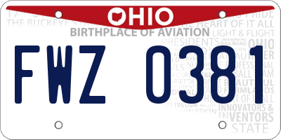 OH license plate FWZ0381