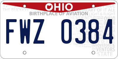 OH license plate FWZ0384