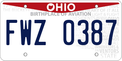 OH license plate FWZ0387