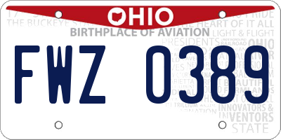 OH license plate FWZ0389