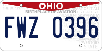 OH license plate FWZ0396