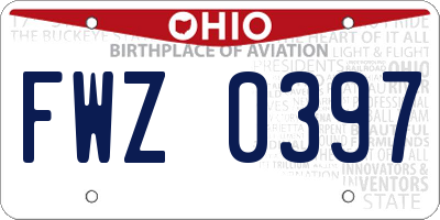 OH license plate FWZ0397