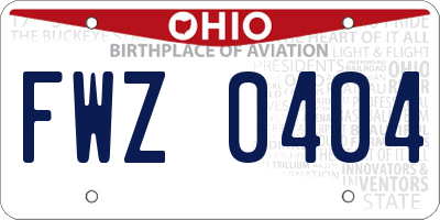 OH license plate FWZ0404