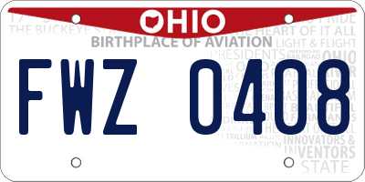 OH license plate FWZ0408