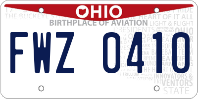 OH license plate FWZ0410