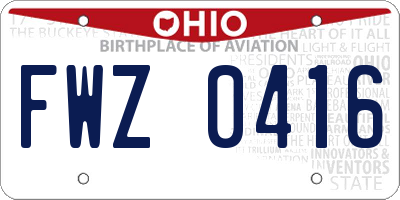 OH license plate FWZ0416
